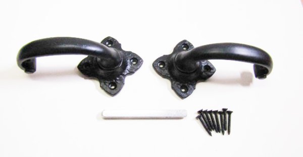 画像2: ブラックアイアン　レバーハンドル　空錠　錠前　ロートアイアン　SH0008　ラッチ付きSHTB001 3" (2)